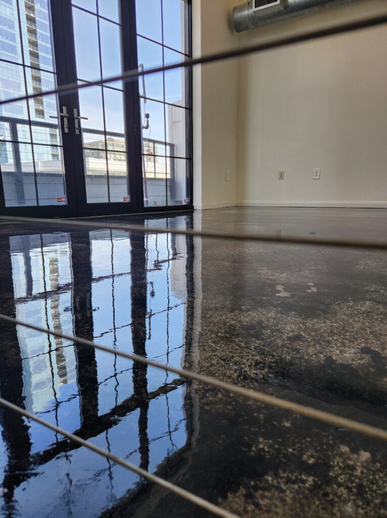 Shiny polished and cleaned concrete floors